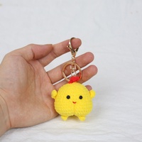 Mignonne petite poupée tricotée à la main de poulet-Charme de poulet au crochet en fil de dessin animé super adorable, joli pendentif de sac de petit animal
