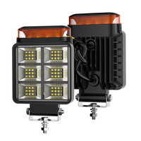 Feu de travail carré à LED pour chariot élévateur avec barre d'avertissement ambre, lampe antibrouillard robuste pour tracteur, excavatrice, SUV, camion