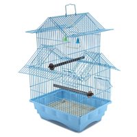 Cage à oiseaux en métal durable avec toit à plusieurs pignons, poignée de levage, jouet balançoire cloche, perchoirs en bois, plateau en plastique, portable intérieur/extérieur