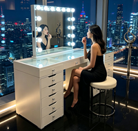 Table de maquillage de style nordique pour usage domestique, table de maquillage tout-en-un de grande capacité avec plusieurs tiroirs, table de maquillage de qualité commerciale
