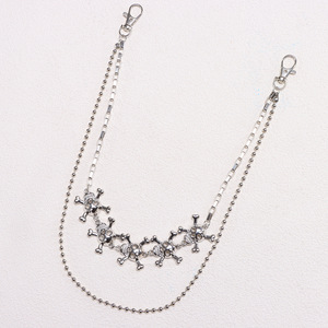 Cadena de cintura de doble capa con cuentas de calavera, de aleación de zinc, estilo punk hip hop, para uso diario - Product Image 4