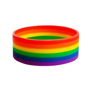 Cheap <b>Rainbow</b> Color High Quality Silicone <b>Bracelet</b>, Segmented Colored Personalized Theme Party <b>Bracelet</b> - Product Image 2