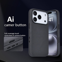 Cuero magnético real de anilina completamente envuelto OEM/ODM personalizado con botón de cámara Ai para iPhone 17 16 15 14 13 12