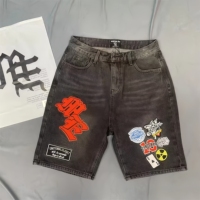 Shorts noirs brodés MIXED EMOTION, vente en gros de la marque de mode américaine