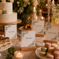 Numéro de table en acrylique avec base en bois – Présentoir pour numéros de table de mariage, réceptions et événements