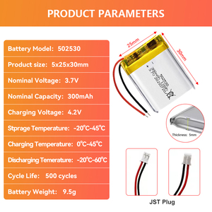 502035 502040 502530 503030 503035 lityum iyon polimer pil 3.7v 300mAh 400mAh 450mAh 500mAh şarj edilebilir Lipo pil - Product Image 3