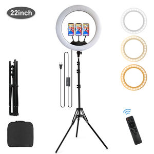 Anneau lumineux rechargeable de 22 pouces avec trépied de 2m éclairage photographique caméra lumière vidéo Vlogging Kit équipement pour Tiktok - Product Image 1