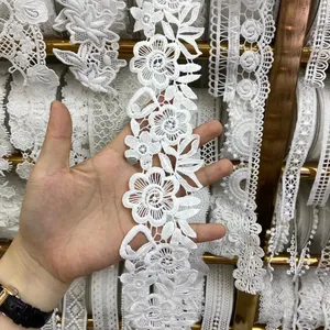 Top Quality Custom Embroidery Lace Trim Fancy White Border lace For Garment Accessories