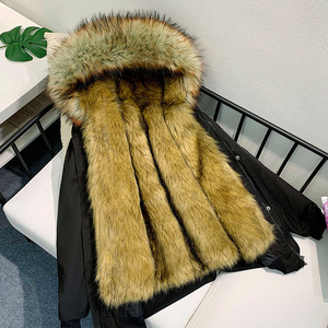 2024 hiver hommes grande taille Parker <span class=keywords><strong>manteau</strong></span> avec doublure en <span class=keywords><strong>fourrure</strong></span> amovible courte fausse <span class=keywords><strong>fourrure</strong></span> de vison col montant méthode de tissage non tissé - Product Image 5