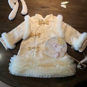 Tongxingyuan Baby Girls Qipao Thickened Fleece Lined Chinese Style Dress New Year Outfit - Product Image 3