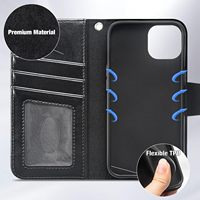 Étui de luxe pour iPhone 14 12 13 Pro Max, étui à rabat en cuir, portefeuille pour téléphone portable, coque magnétique antichoc avec porte-cartes