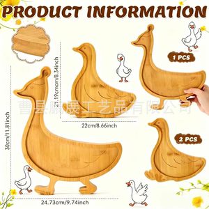 Bandeja de Madera con Forma de Ganso Pengzhan, Plato de Aperitivos y Postres Ecológico con Diseño de Animal de Dibujos Animados para Niños, Uso en el Hogar y Hoteles - Product Image 5