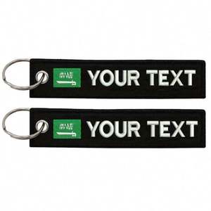 Porte-clés en tissu personnalisé avec logo, étiquette de bagage brodée, tirette de fermeture éclair pour motos – Vente en gros - Product Image 1