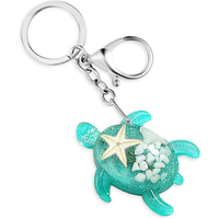 Llavero de resina acrílica con colgante de tortuga luminosa de dibujos animados, diseño personalizado para decoración de mochilas, marca privada