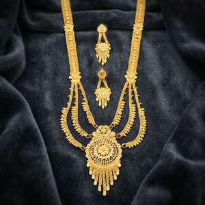 Juego de Collares Rani Haar con Diseño Floral en Oro Micro de 14K, 18K y 24K, Joyería Nupcial India, Juego de Joyería de Moda en Latón Dorado - Product Image 3
