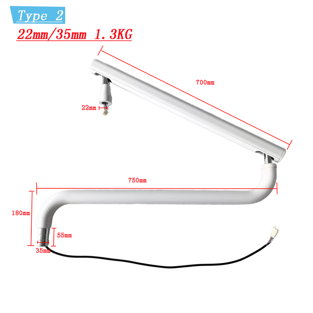 Custom-Size Manual Dental Lamp Arm | Heavy-Duty Ceiling Mount for Dental Chair Light | No Power Source Needed