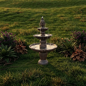 Grande <span class=keywords><strong>fontaine</strong></span> de jardin <span class=keywords><strong>en</strong></span> cascade à 3 niveaux <span class=keywords><strong>en</strong></span> résine de luxe, alimentée par énergie solaire, avec pompe solaire et finition ananas, durable, de style europé<span class=keywords><strong>en</strong></span> - Product Image 2