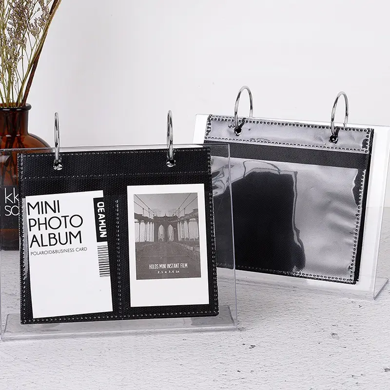 3"4"5"6" Acrylic Photocard Binder Desktop Standing Desk Calendar Style Black Card Sleeves Photo Album