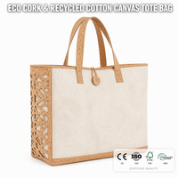 Sac fourre-tout en toile de coton recyclé et liège écologique 3470, imprimé numérique, découpé au laser, sac à main pour femme, vente en gros