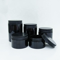 Vente en gros d'emballages alimentaires cosmétiques 100ml 150ml 200ml 250ml 300ml Pot de crème cosmétique en plastique PET noir ambré avec couvercle noir blanc
