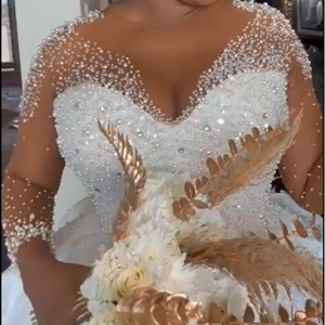 S3055F 2022 High Quality Custom Slim As Video Customize As Your Require <b>Drop</b> Shipping White Luxury Wedding Party Dress - Product Image 1