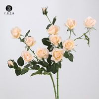 Décor floral mural en tissu de soie artificielle 5D, rose douce, fait main, haut de gamme, style naturel blanc, 76 cm, pour mariage et fête nuptiale