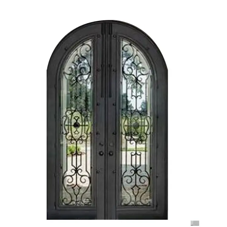 Explosive New Products Arch Steel Doors Wrought Iron Villa Gate Designs Main Entrance Glass Door