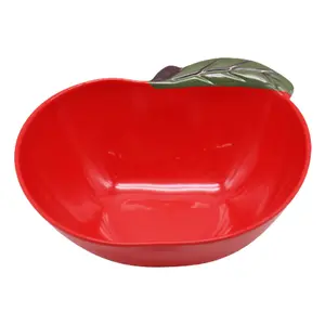 Plastic Red Bowl New Style Red Wholesale Melamine Dinner Ware Plastic Apple Fruit Shape Bowl