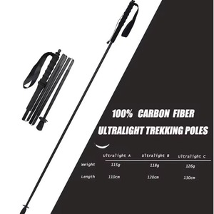 ไม้เท้าเดินป่าแบบพับได้ 5 ท่อน ทำจากคาร์บอนไฟเบอร์น้ำหนักเบาพิเศษ สีดำด้าน - Product Image 4
