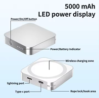 Nouvelle batterie externe magnétique mini porte-clés 3 en 1 5000 mAh 2024 avec charge rapide 20W Micro USB pour iPhone/Android/iWatch