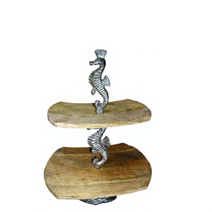2 Tier Eco-Friendly Wood & Metal <b>Cake</b> Stand - Product Image 1