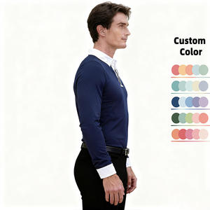 Camisas de Equitación para Hombre, Manga Larga, Media Abertura con Botones Delanteros, Cuello Polo, Ropa de Equitación para Entrenamiento al Aire Libre - Product Image 3