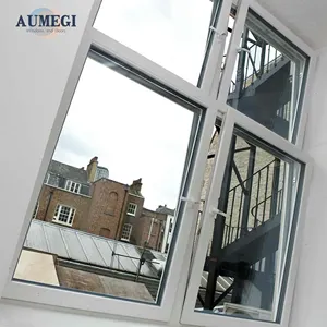 Aumegi Wall Thickness 1.6mm Casement Window Black Casement Window Aluminum Tilt And Turn Window