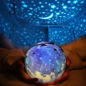 Romantik hediye yıldızlı gökyüzü dönen LED gece ışık projektör Planetarium çocuk yatak odası yıldız gece lambası ay projeksiyon ışığı