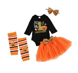 2024 <span class=keywords><strong>ropa</strong></span> de manga larga de <span class=keywords><strong>Halloween</strong></span> <span class=keywords><strong>ropa</strong></span> de bebé recién nacido con niños conjuntos de 4 piezas traje - Product Image 1