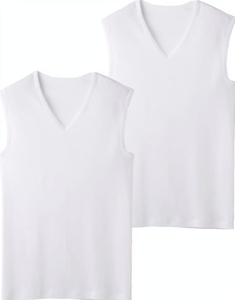 Customizable Casual <b>Mens</b> V Neck Sleeveless Undershirt <b>Base</b> <b>Layer</b> Breathable 100% Cotton Tank Top Bulk Wholesale Private Label - Product Image 1