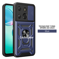 Étui de support de voiture magnétique de béquille rotative multifonctionnelle de Lichicase pour la couverture dure de Tecno Pop7
