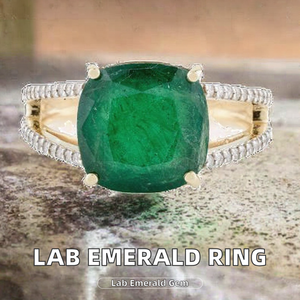 For Jewelry Classic 14k 18k White Gold 4ct <b>Cushion</b> Cut Lab Created <b>Emerald</b> Engagement Ring for Wedding & Party Gift Women - Product Image 2
