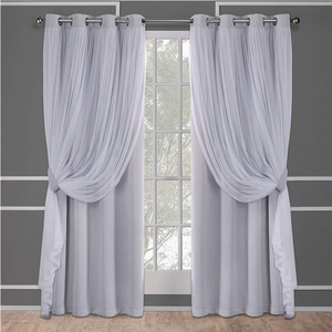 Oda Karartıcı Modern Grommet Üstlü Özelleştirilebilir Dantelli Çift Katmanlı Karartma Perdeleri Çubuk Montajlı %100 Polyester Her Mevsim - Product Image 2