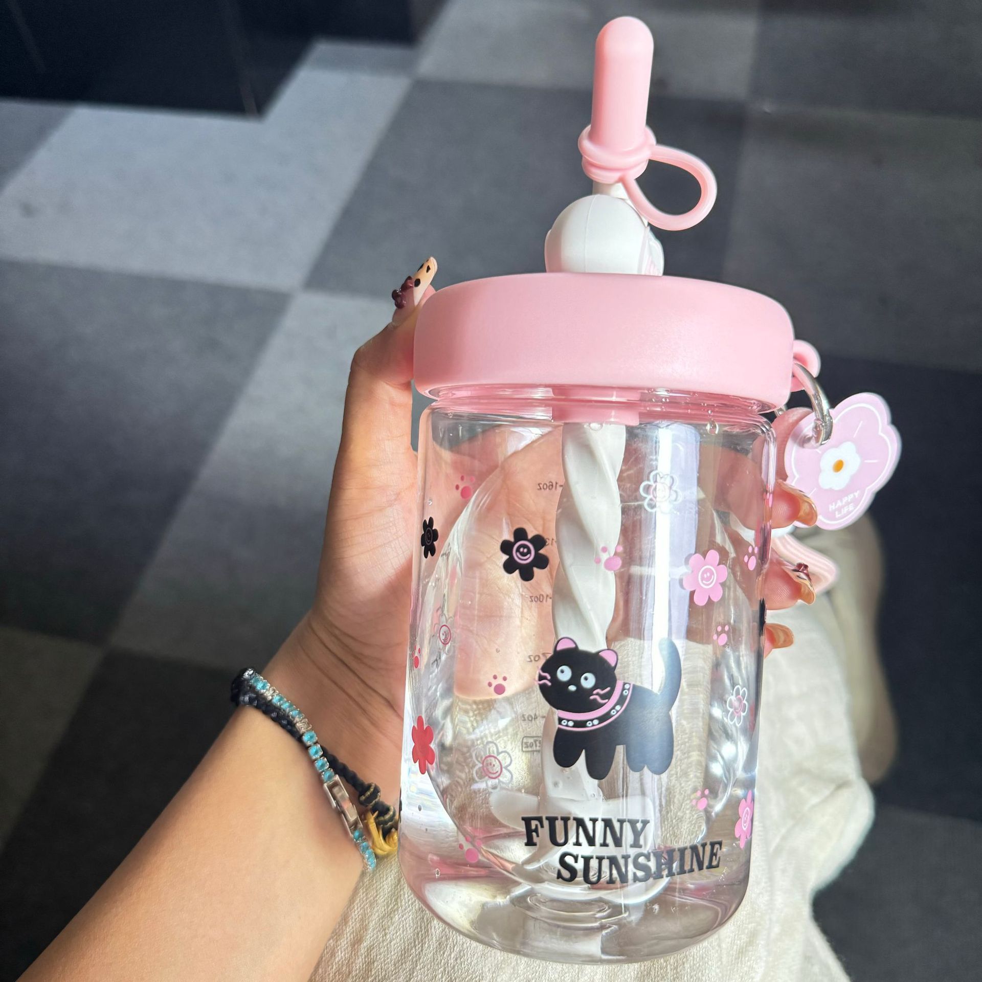Gobelet mélangeur spirale-chaton rose 580ml