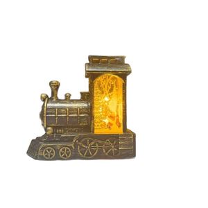 Decoraciones Navideñas, Adorno de Tren Pintado en Dorado con Luces LED de Santa Claus, Funciona con Pilas, Relleno de Agua, Luz Nocturna, Regalo - Product Image 6