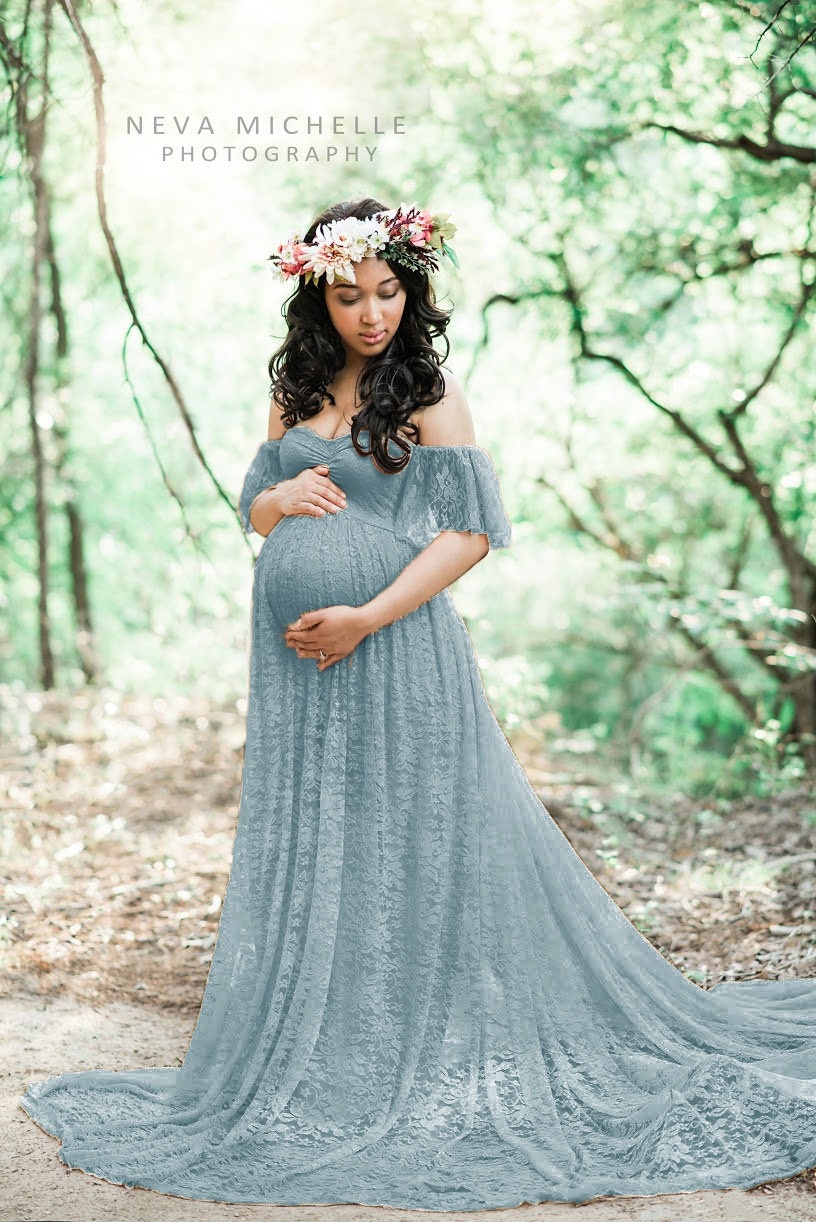 Sexy Lace Long Maternity Dresses - Perfect for Photoshoots
