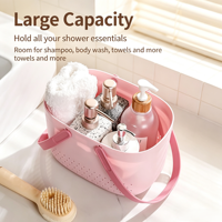Panier de Douche Portable Grande Capacité avec Poignée Souple, Panier de Rangement de Bain en Plastique à Drainage Creux, Organisateur de Salle de Bain Empilable