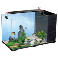Aquarium carré en verre avec éclairage LED multifonctionnel, table basse pour la maison, aquarium pour salon, patio, utilisation en extérieur, emballage en boîte, 100W