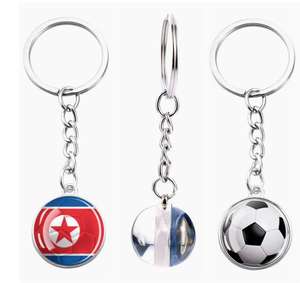 Porte-clés et pendentif de sac en verre avec fleur en cristal, motif drapeau national de Chine, bijou souvenir de voyage - Product Image 3