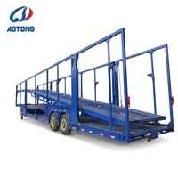 Semi-remorque porte-voitures à double étage de marque AOTONG, robuste, à 2 essieux, avec rampe de levage hydraulique pour le transport de 6 à 10 véhicules