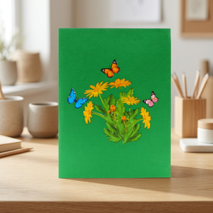 Carte pop-up 3D personnalisée en papier découpé, motif marguerite jaune, style amour, cadeaux du Poisson d'avril, impression offset - Product Image 6
