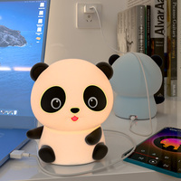 Veilleuse en silicone en forme de panda mignon, rechargeable, à commande tactile, LED, veilleuse pour enfants, lampe de chevet pour chambre à coucher