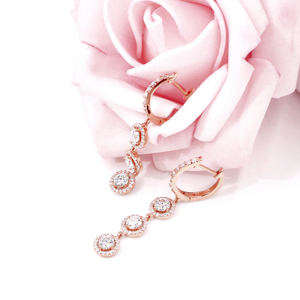 Pendientes de Plata de Ley Tianyu Gems, Chapados en Oro de 18k, Estilo Clásico, Minimalista, Geométrico, con Halo, Corte Brillante, Moissanita - Product Image 1
