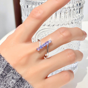 9 Élégantes bagues statement en argent 925 avec 5 pierres naturelles, pierres précieuses colorées, bijoux minimalistes plaqués or blanc - Product Image 4